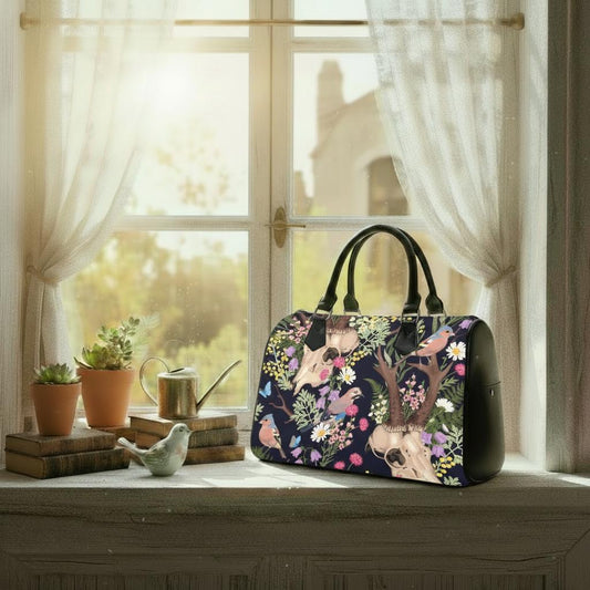 Dark Academia Antler Barrel Handbag – Grunge Gothic Whimsy Bag