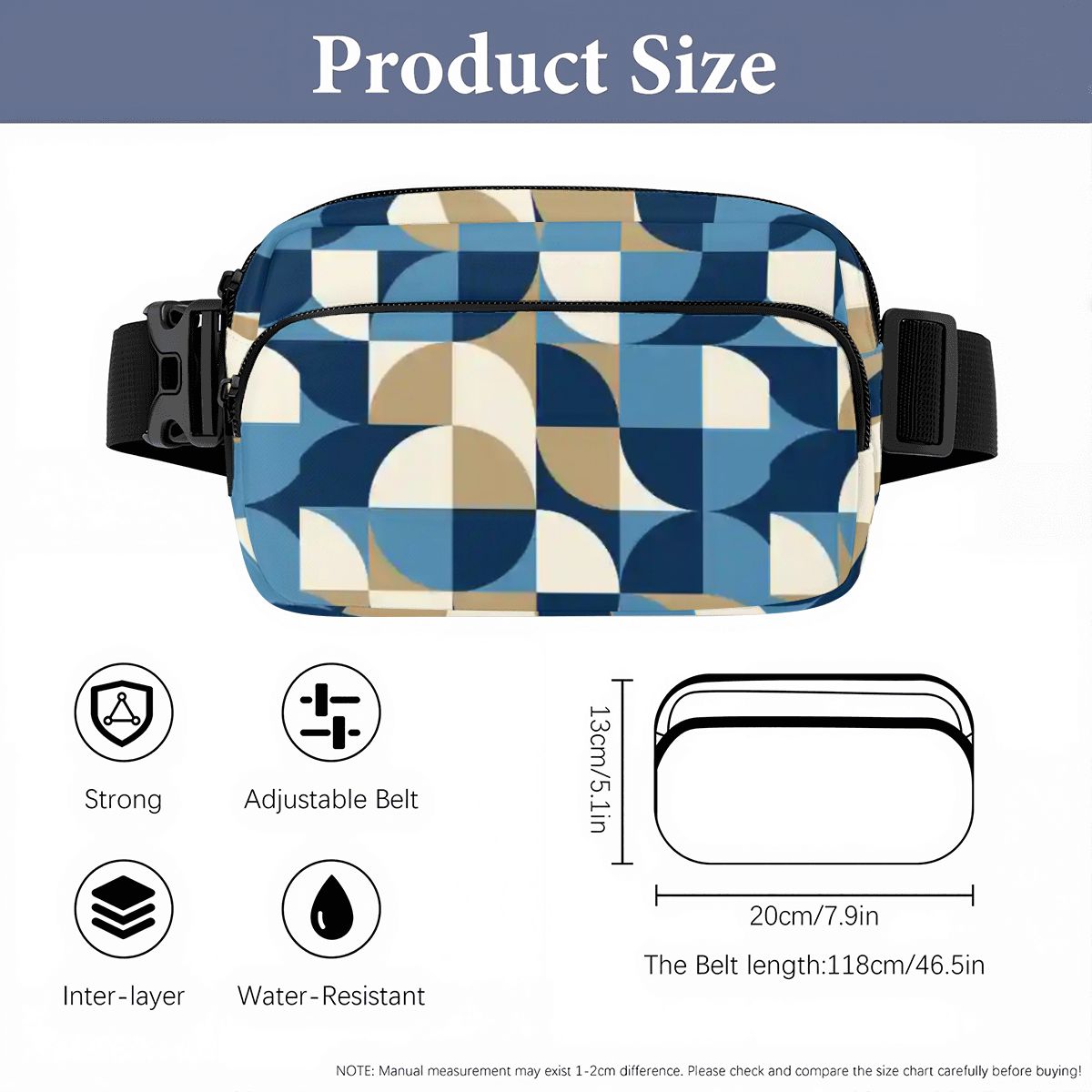 Geometric Retro 60s Belt Bag – Adjustable Fanny Pack