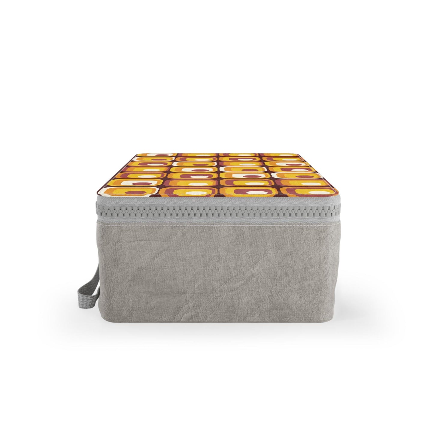 Retro 70s Paper Lunch Box: Orange Brown Mid-Century Reusable Food Storage