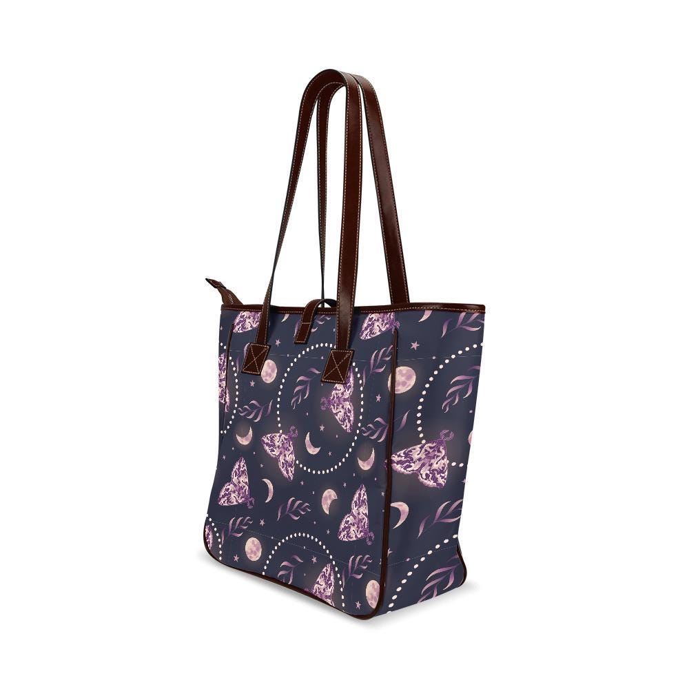 Classic Large Moths & Moon Tote Bag – Dark Academia Waterproof Shopper