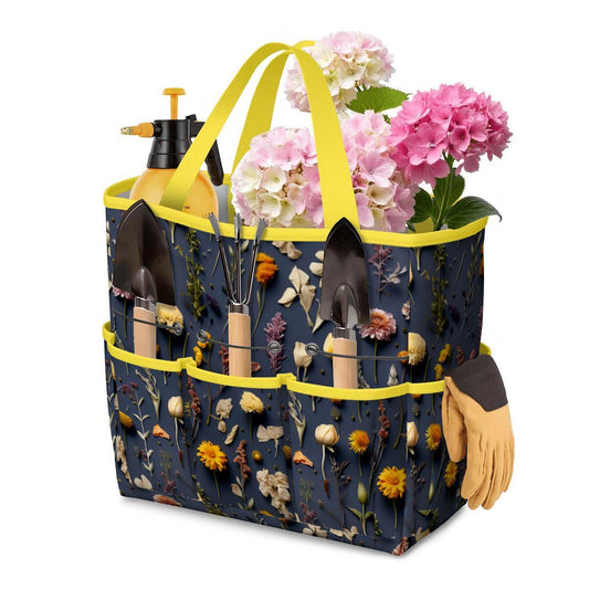 Dried Flowers Print Garden Tote – Gardening Tool Organizer Bag With Pockets