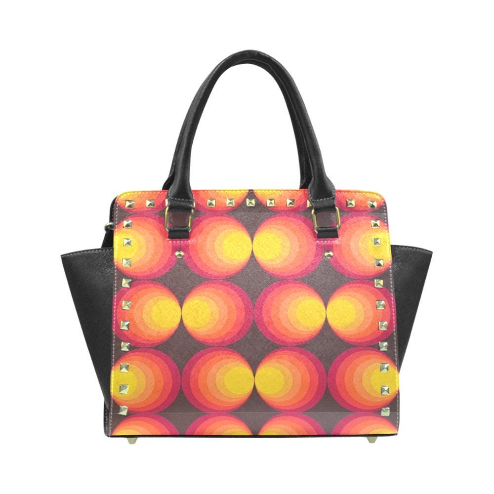 Retro 70s Rivet Shoulder Handbag – Vintage Midcentury Style Purse