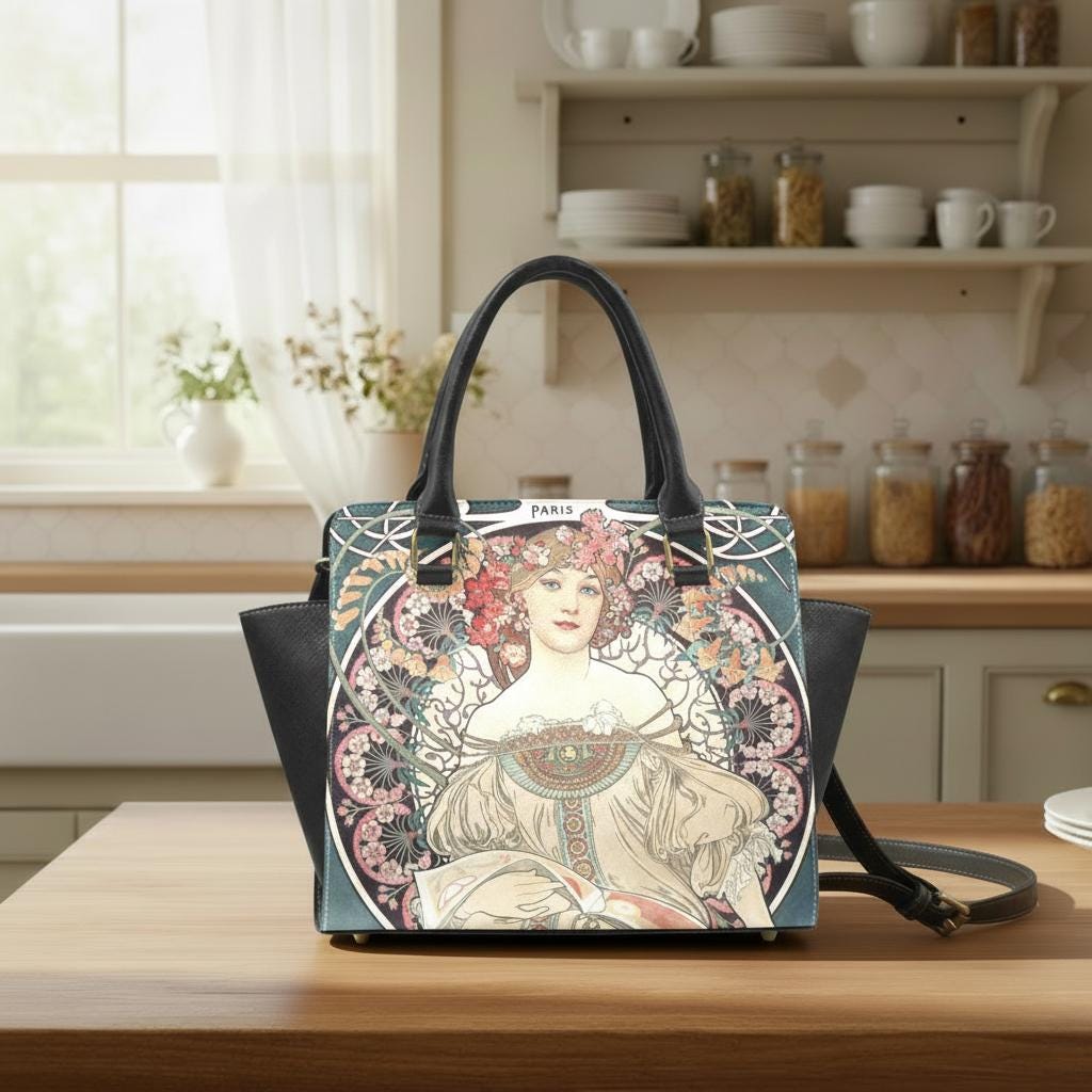 Art Nouveau Girl Shoulder Handbag – Vintage Romantic Art Print Purse