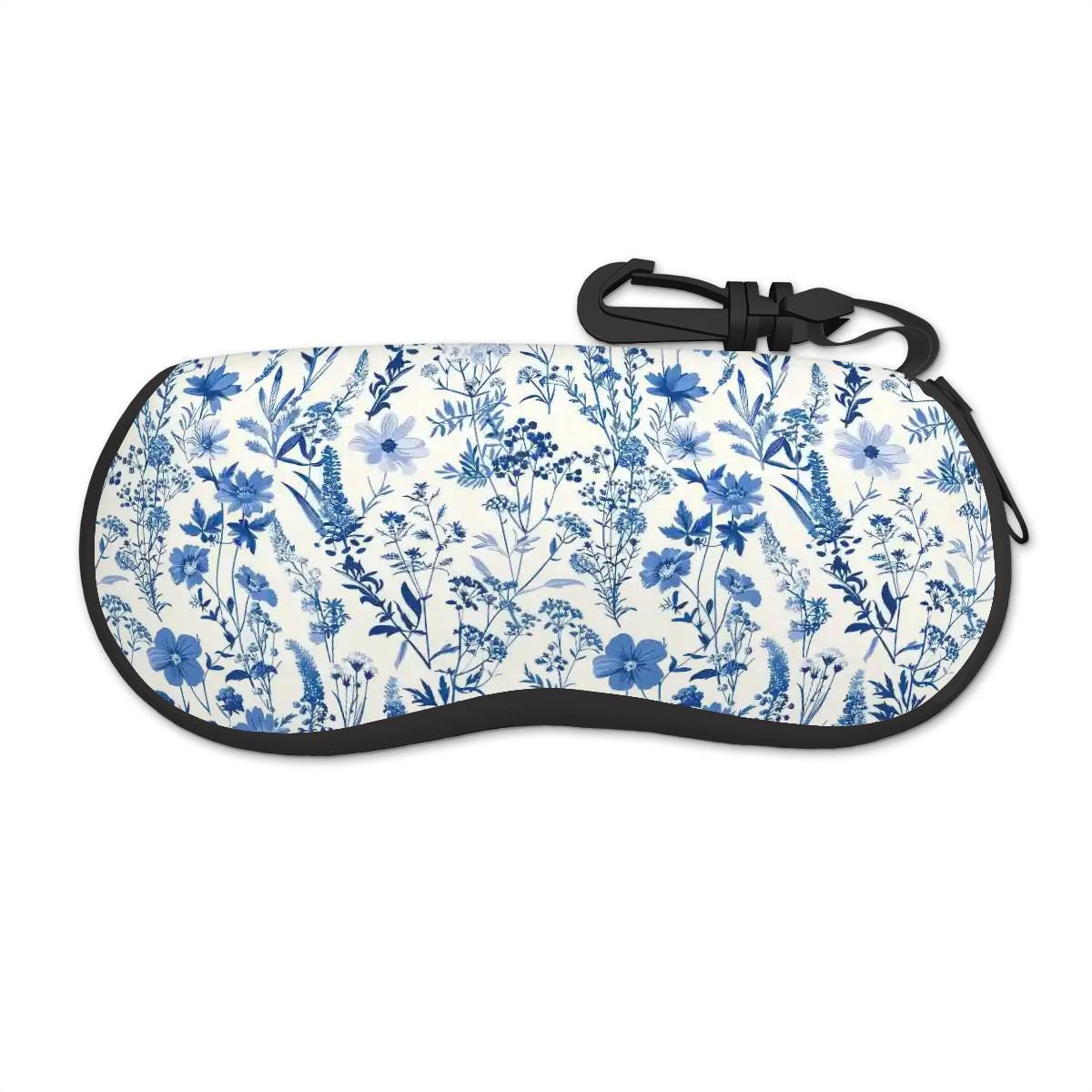 Toile de Jouy Eyeglasses Soft Case – French Vintage Sunglasses Zipper Pouch