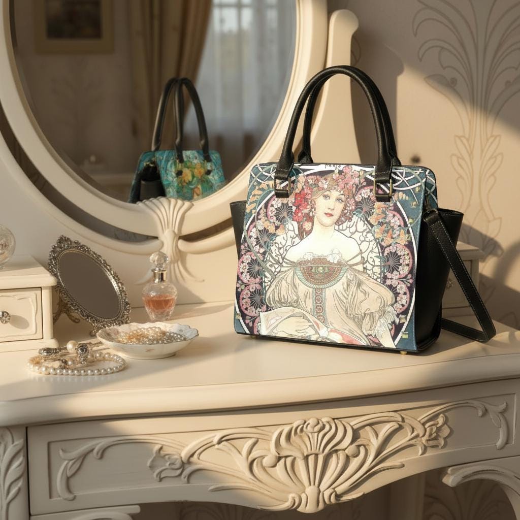 Art Nouveau Girl Shoulder Handbag – Vintage Romantic Art Print Purse