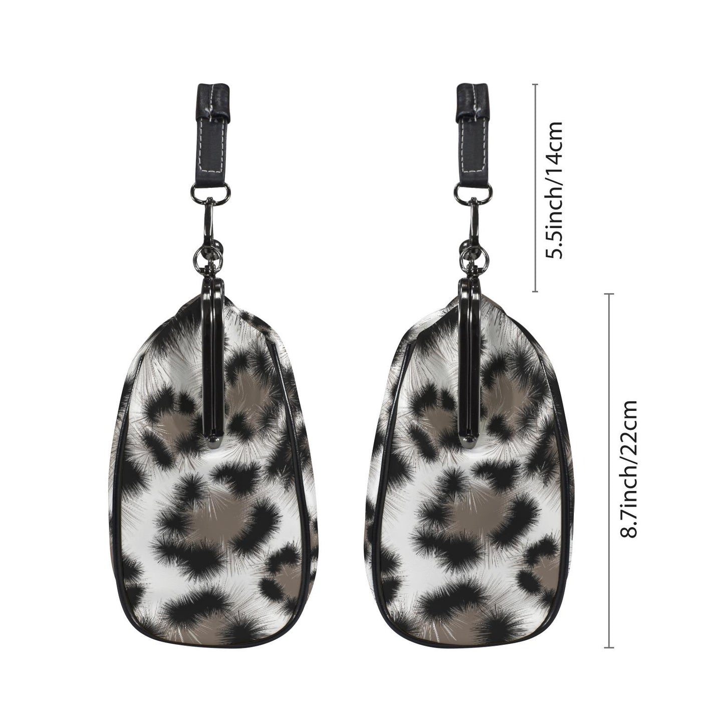Snow Leopard Kisslock Crossbody Bag – Animal Print Vintage Handbag