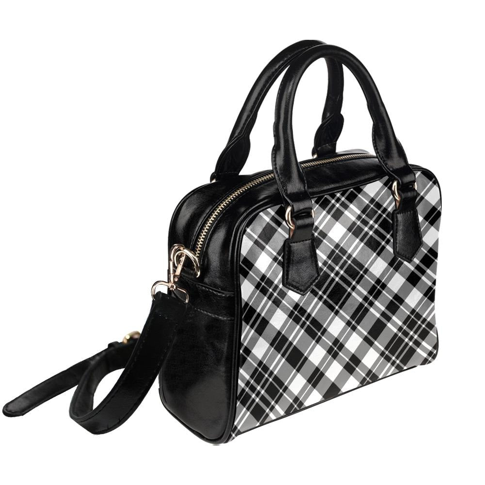Black White Checkered Shoulder Handbag – Retro 60s Mod Gothic Handbag