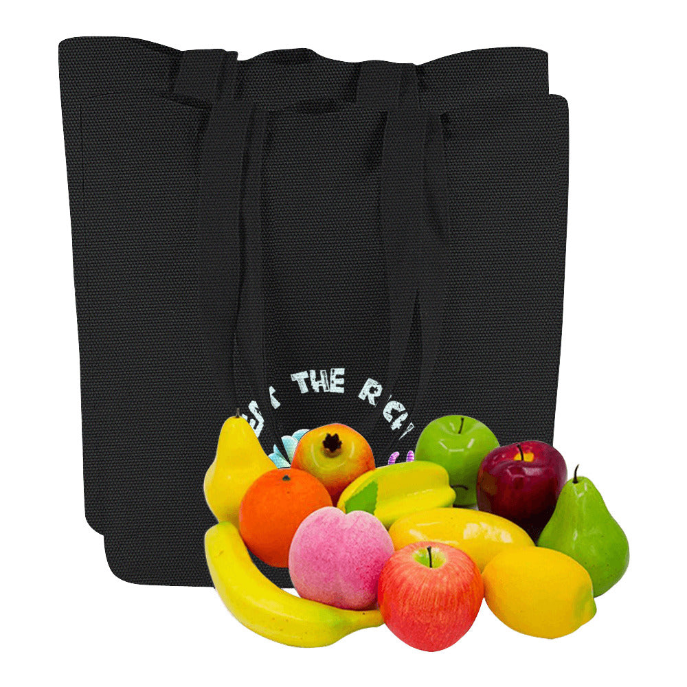 Eat the Rich Cotton Canvas Tote Bag – Black Rainbow Set of 2