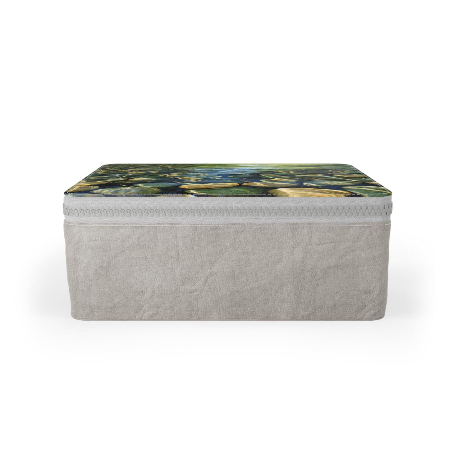 Eco-Friendly Paper Lunch Bag: Zen Water Stones Design, Reusable Food Storage