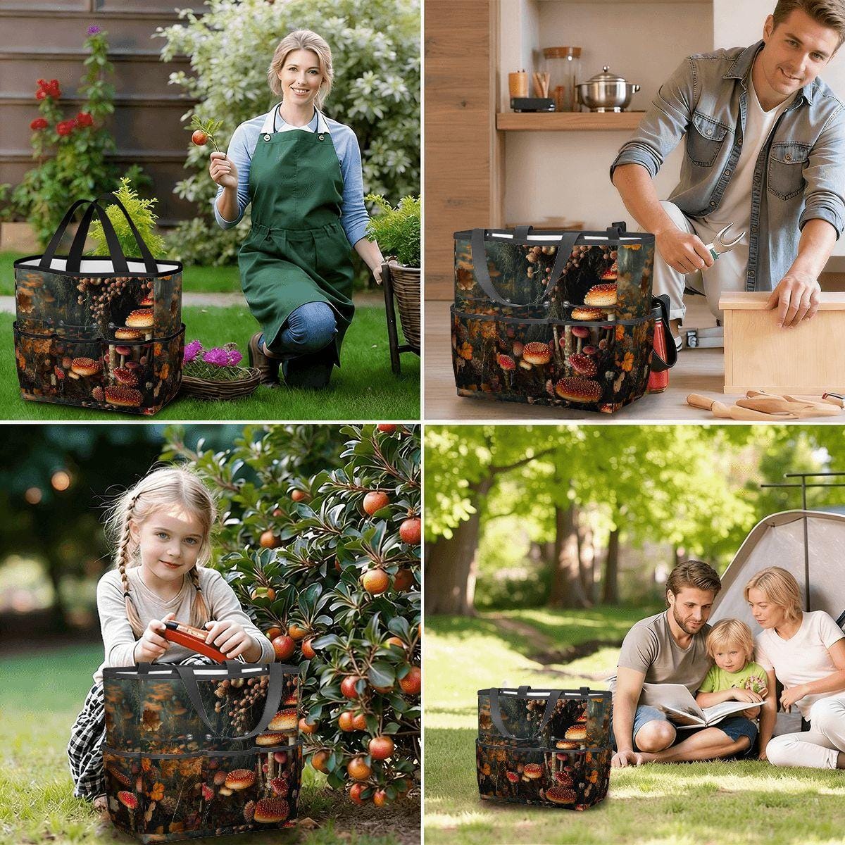 Mushroom Forest Gardening Tool Organizer Bag – Dark Academia Toadstool Tote