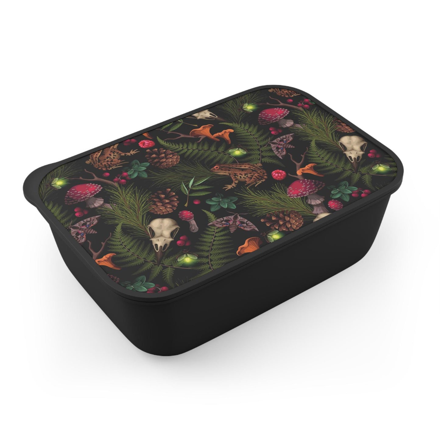 Gothic Mushroom Print Bento Box: Dark Academia Bioplastic Lunch Container