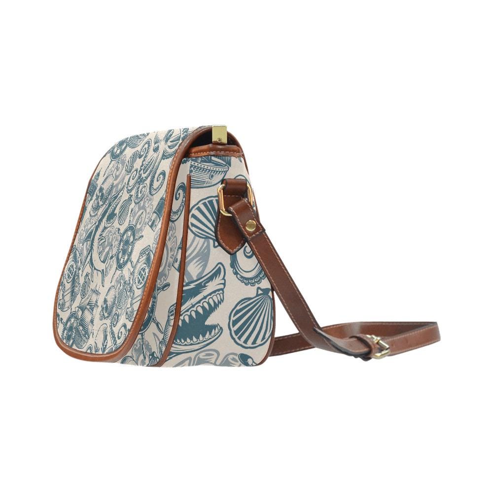 Sacoche nautique requin vie marine – Sac bandoulière marin vintage
