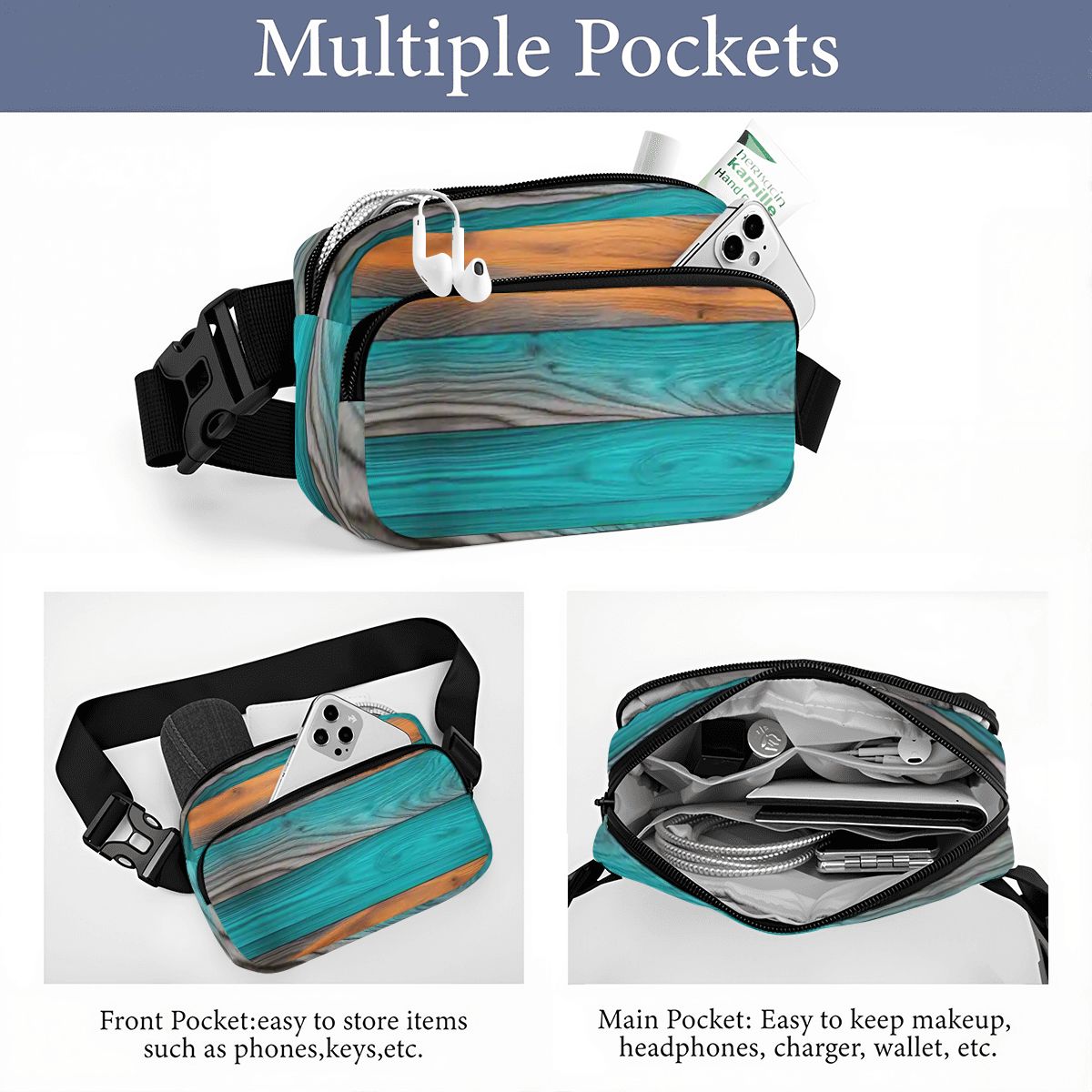 Faux-Wood Style Fanny Pack – Travel & Everyday Belt Bag