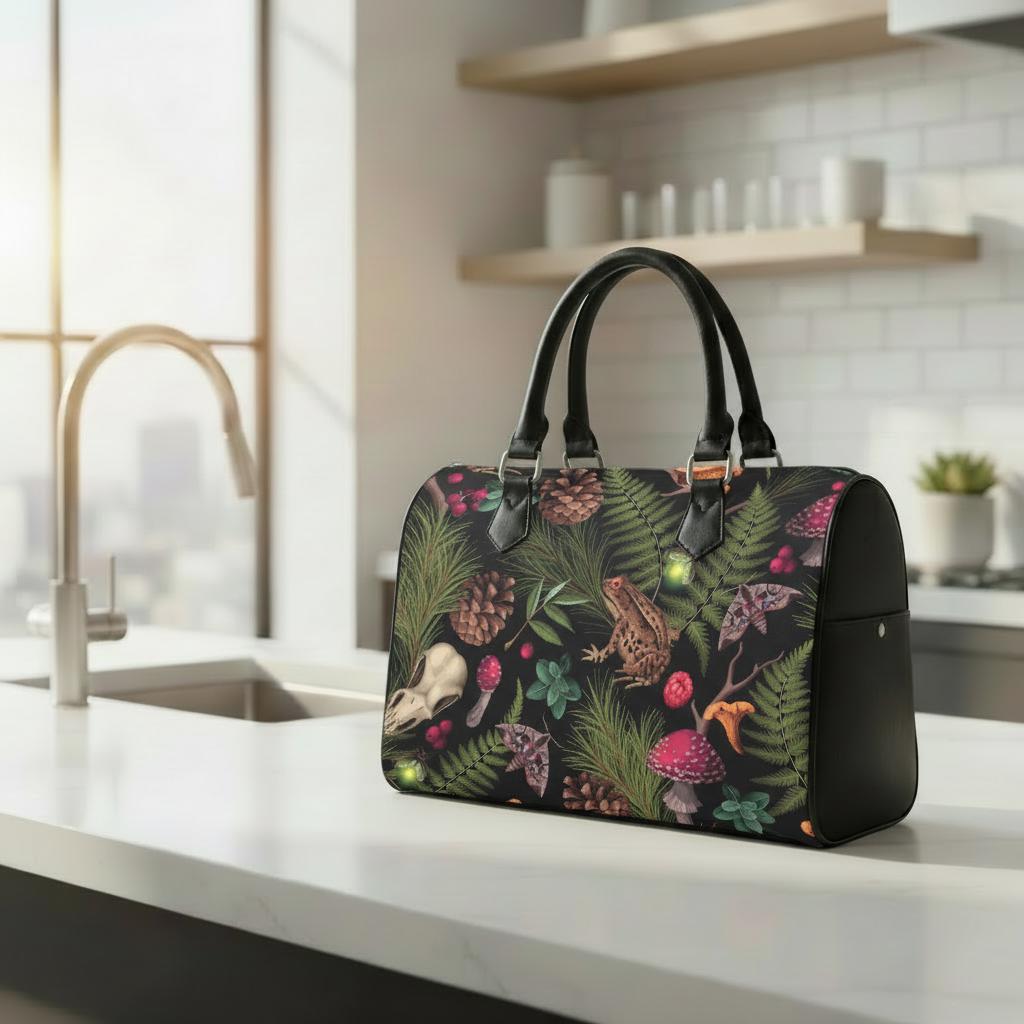 Dark Academia Mushroom Barrel Handbag – Gothic Style Everyday Purse