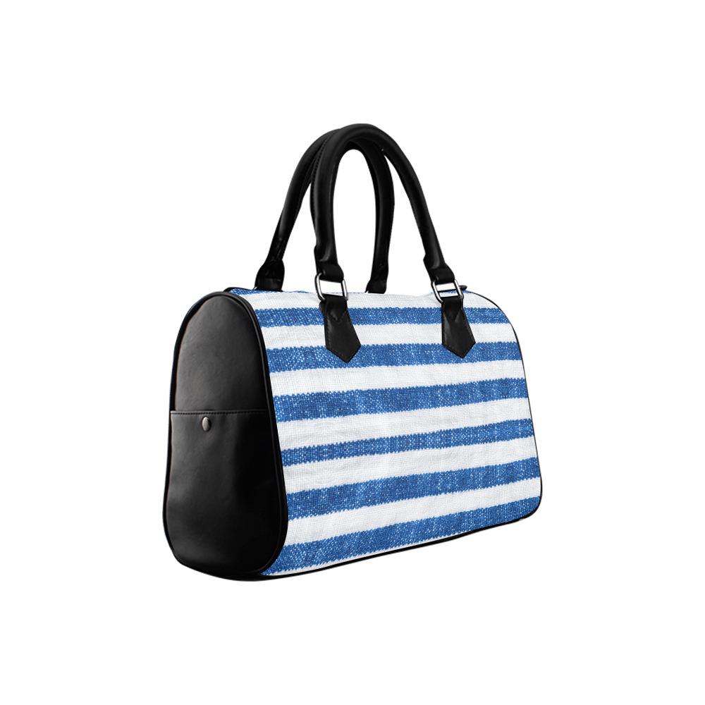 Sac à main en toile à rayures bleues et blanches – Sac à main végétalien en similicuir d'inspiration nautique