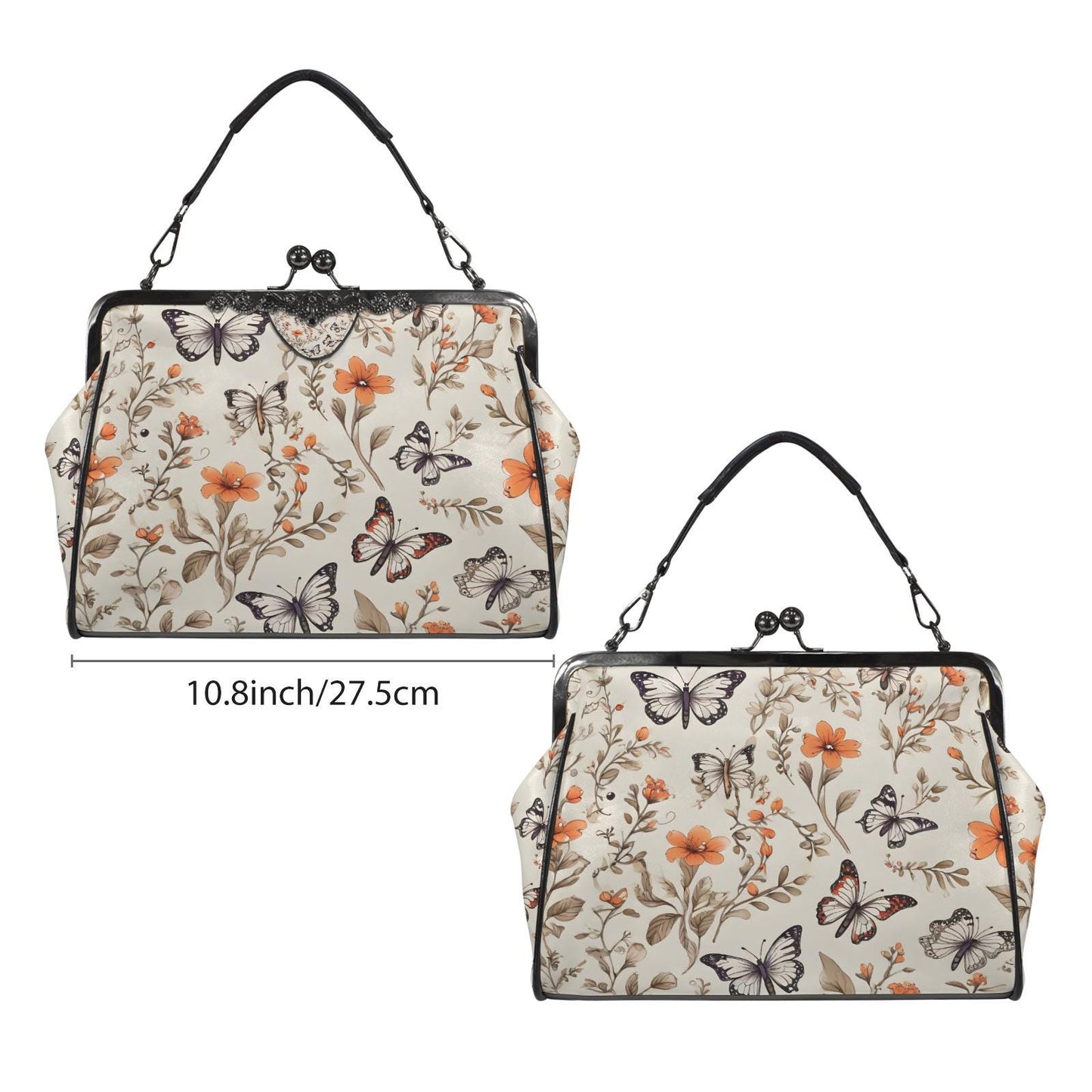Toile de Jouy Kisslock Crossbody Shoulder Bag - Vintage Millefiori Floral Handbag