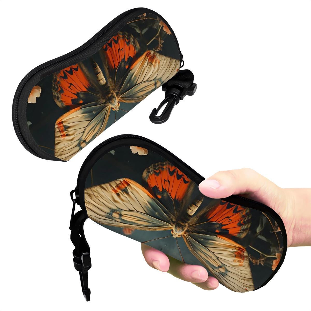 Boho Butterfly Eyeglasses Soft Case – Dark Academia Sunglasses Zipper Pouch