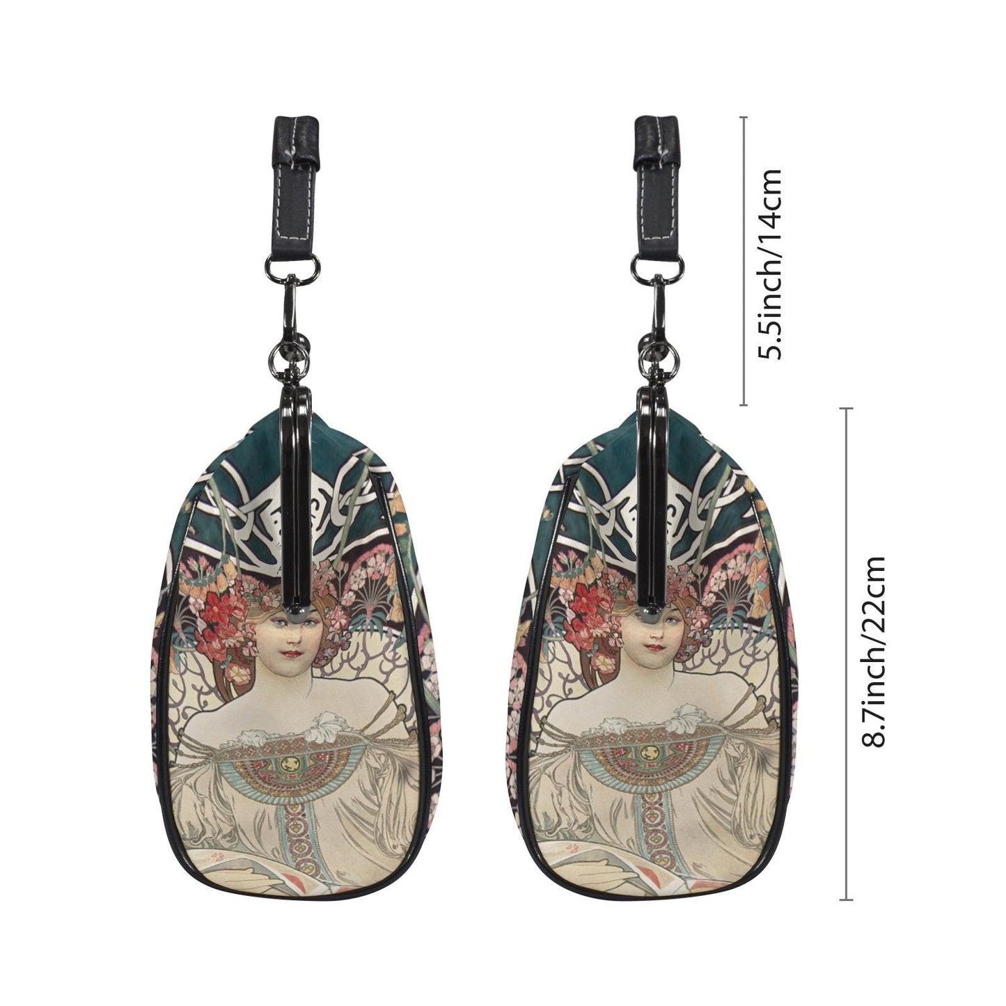 Art Nouveau Style Kisslock Crossbody Handbag - Vintage Romantic Bag