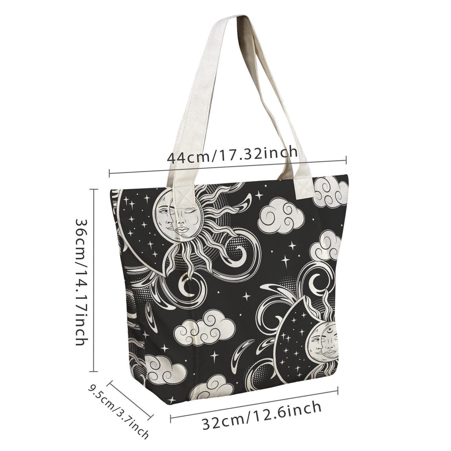 Sun & Moon Black White Cotton Yoga Tote – Shoulder Bag with Built-In Mat Storage