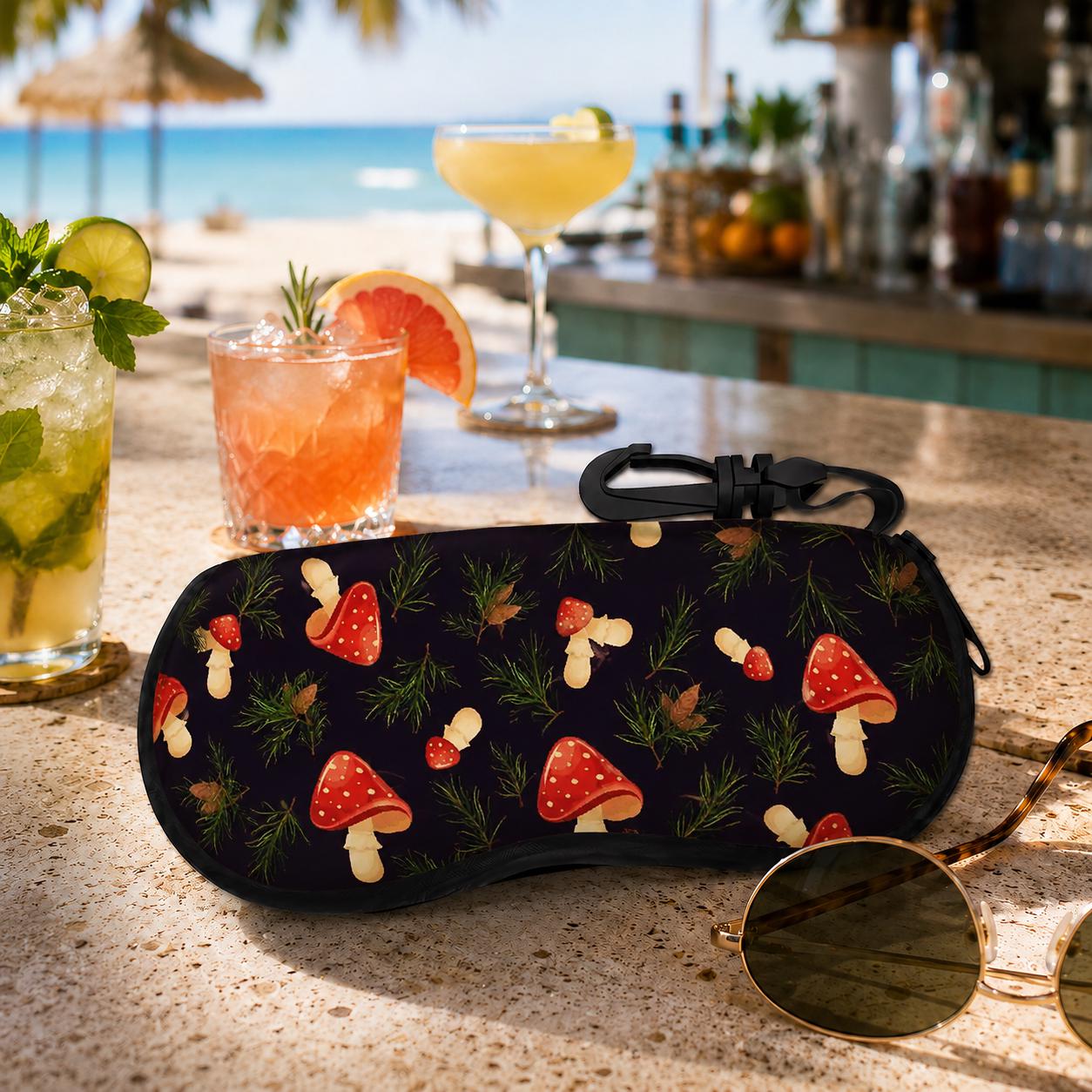Mushroom Forest Eyeglasses Soft Zipper Case – Dark Academia Toadstool Sunglasses Box