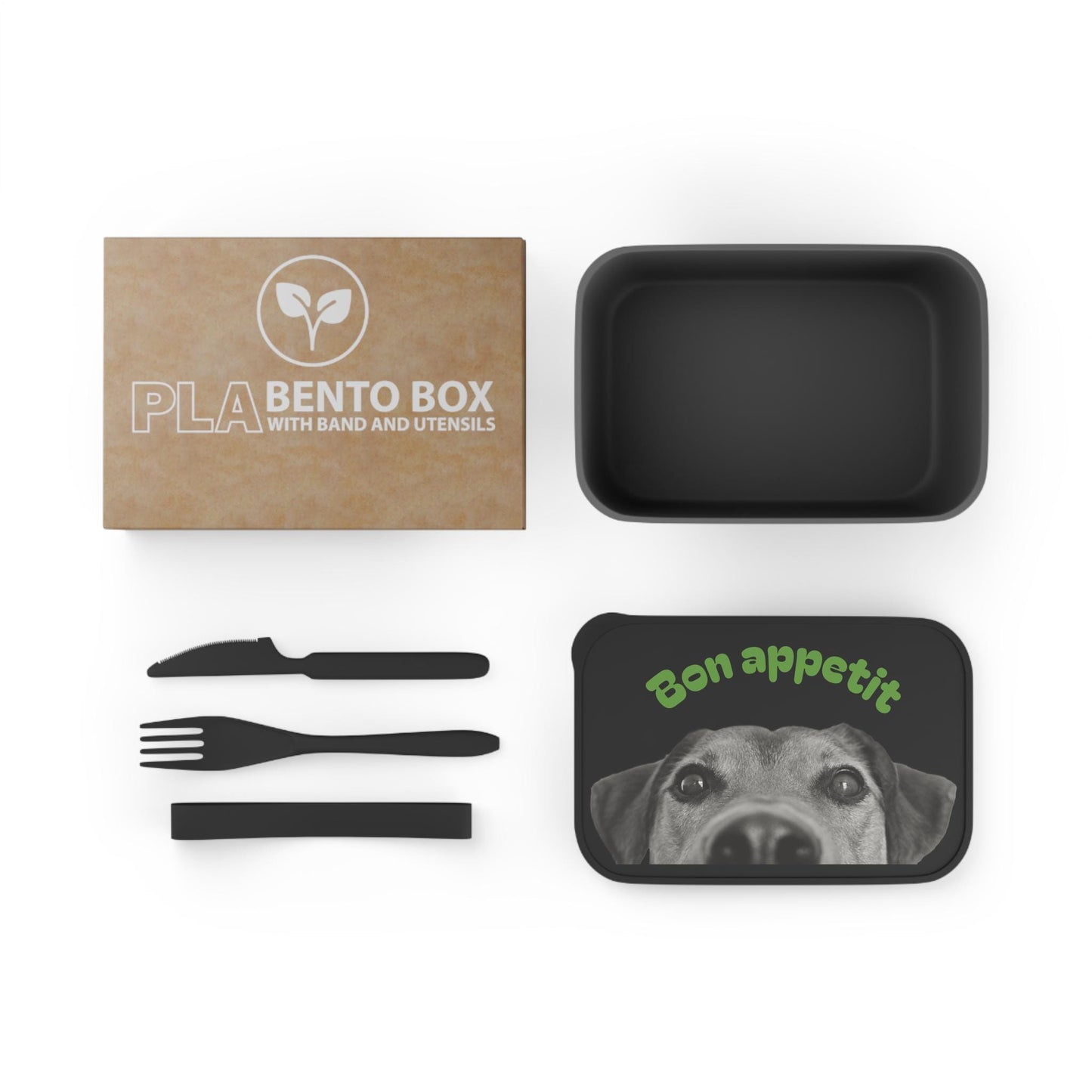 Bioplastic Bento Box: Reusable Eco Lunchware with Utensils - Dog Lover Gift