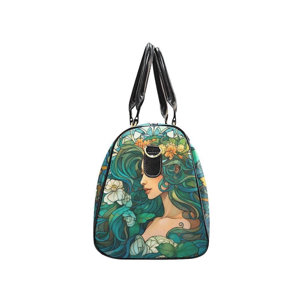 Art Nouveau Travel Bag – Waterproof Black Weekender Duffle