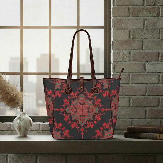 Black Red Dragon Tote Bag – Large Asian Style Handbag