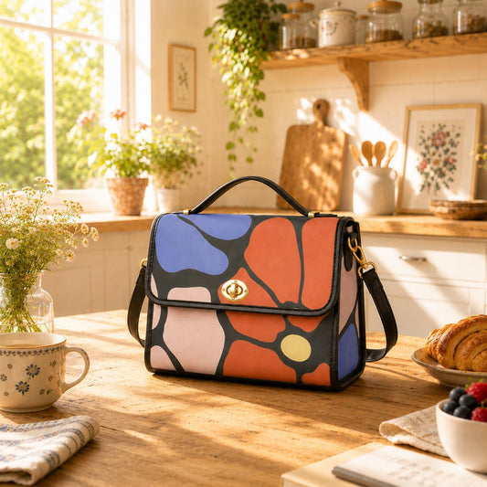 Bold Retro Flowers Handbag – 60s Vintage Canvas Crossbody