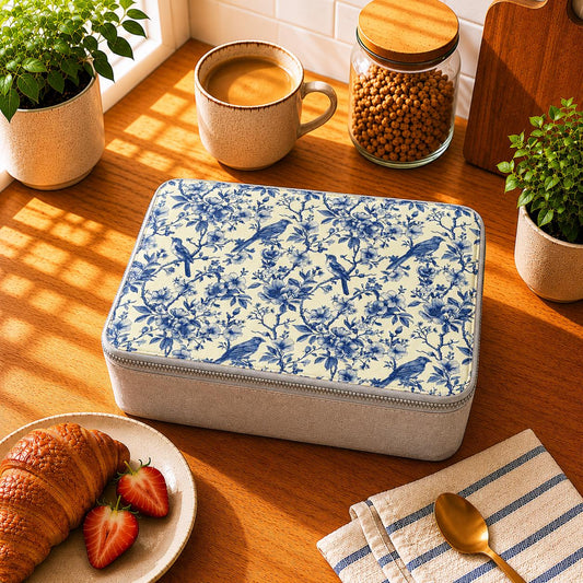 Reusable Toile de Jouy Paper Lunch Box: Eco-Friendly Food Storage