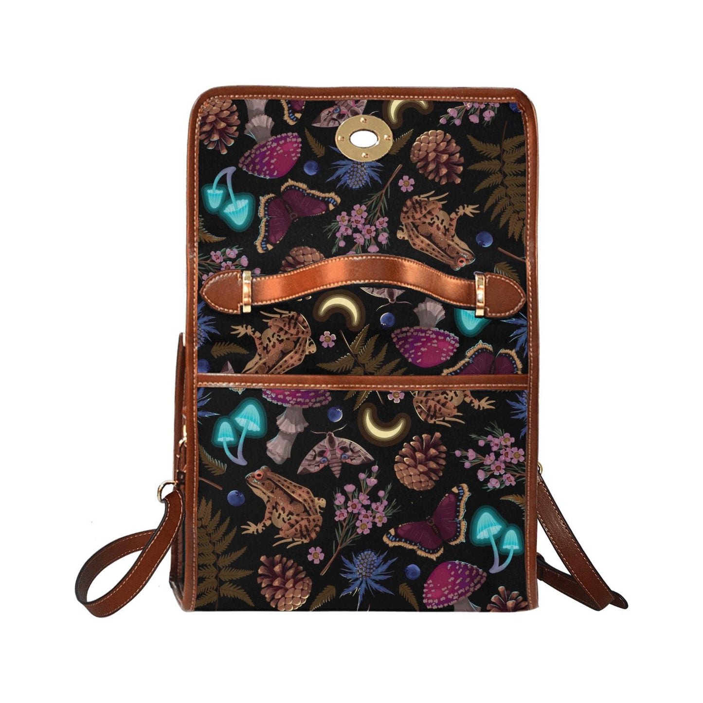 Dark Academia Mushroom Canvas Crossbody Bag – Gothic Vintage Style