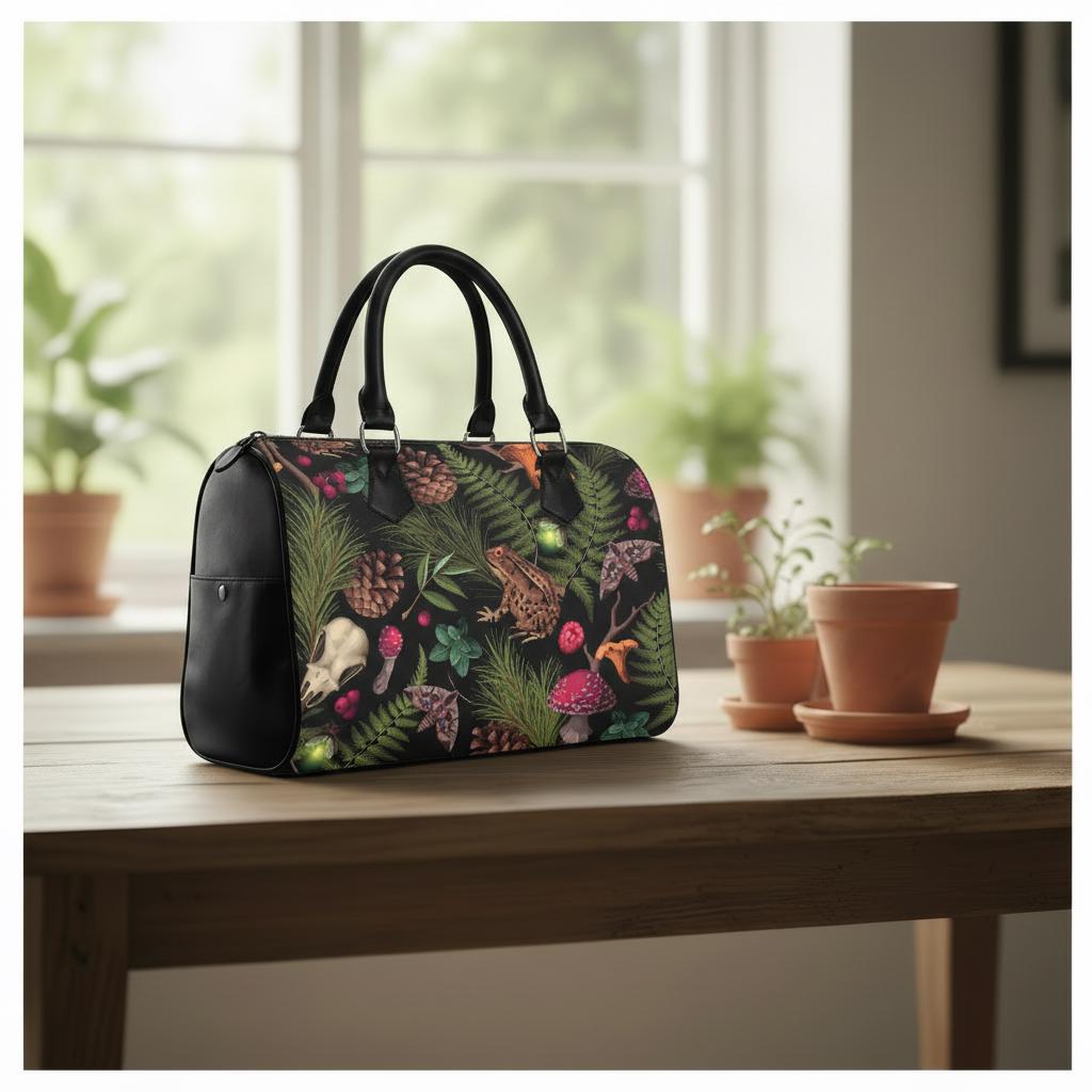 Dark Academia Mushroom Barrel Handbag – Gothic Style Everyday Purse