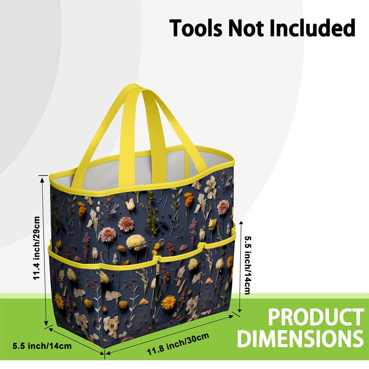Dried Flowers Print Garden Tote – Gardening Tool Organizer Bag With Pockets