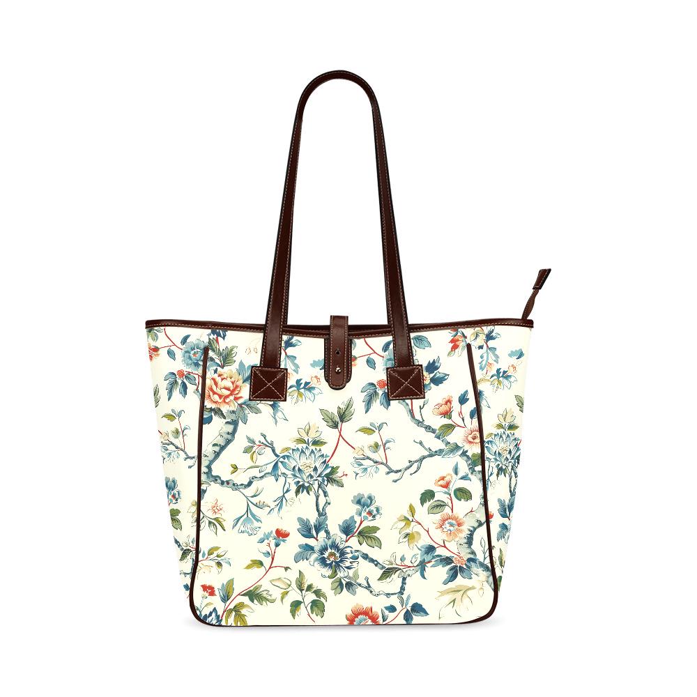 Toile de Jouy French Vintage Style Handbag – Classic Large Tote Bag