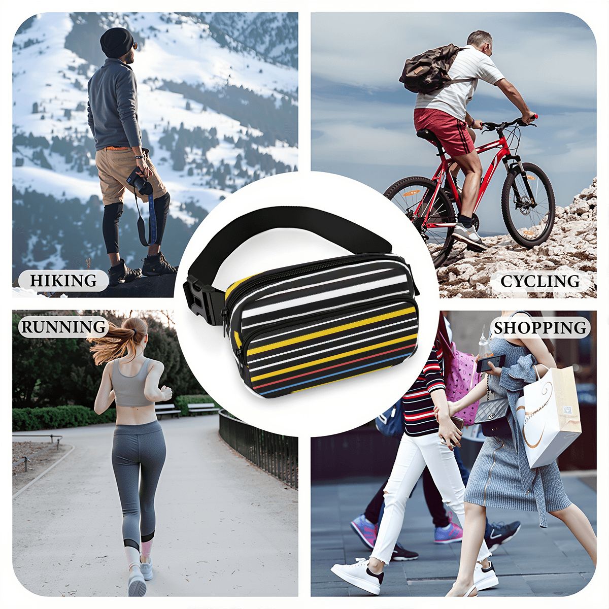 Retro 70s Stripes Waist Bag – Adjustable Crossbody Fanny Pack