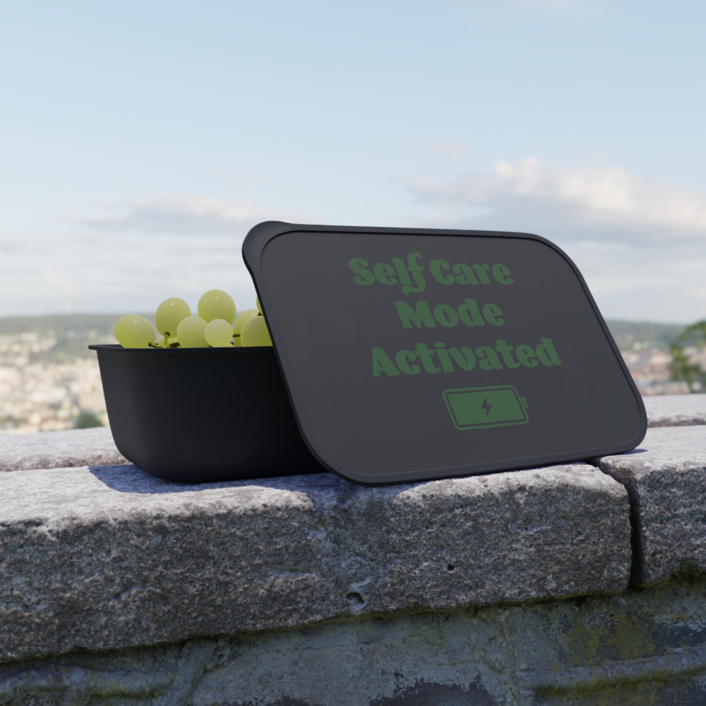 Self Care Mode Bioplastic Bento Box: Sustainable Lunchware with Cutlery