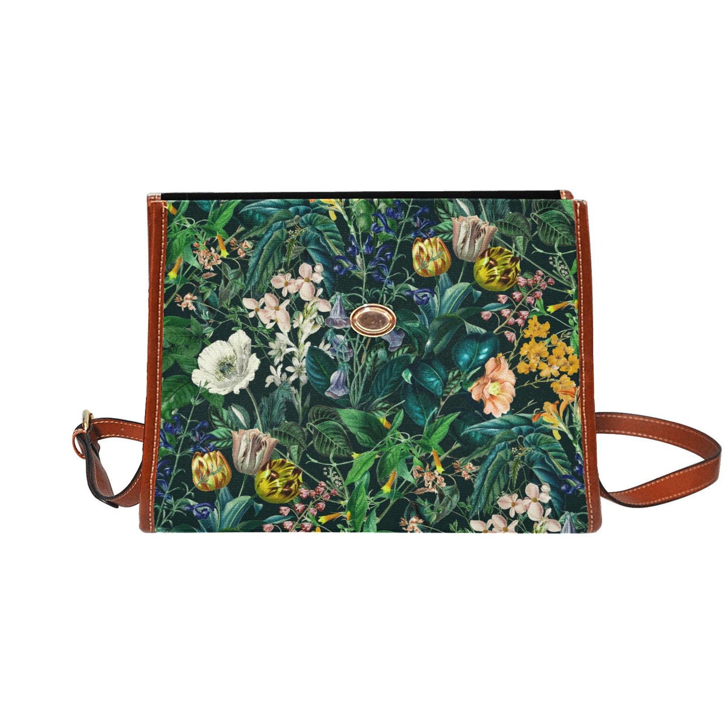 Vintage Flowers Forest Canvas Crossbody Bag – Bold Floral Style Handbag