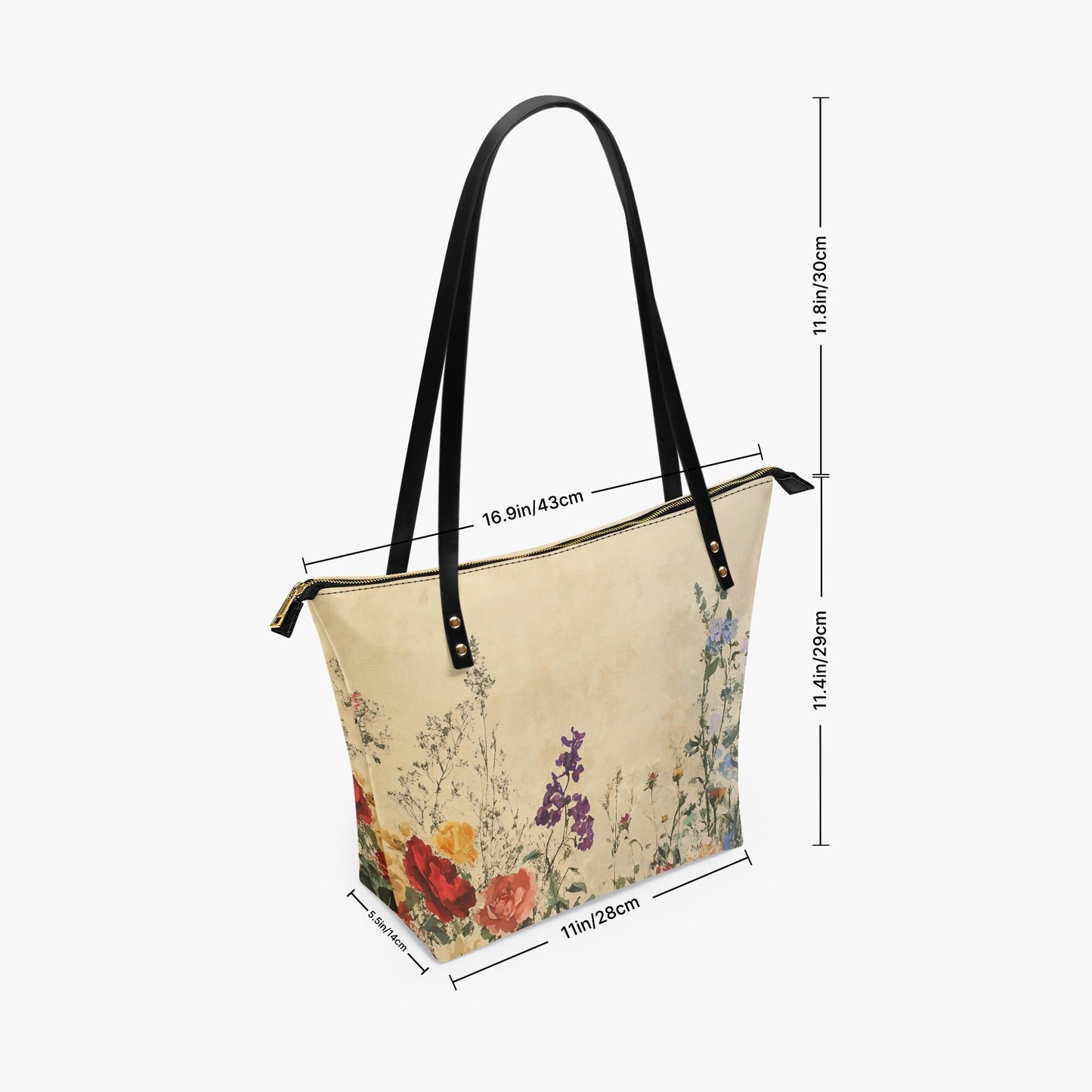 Meadows Flowers Roomy Tote Bag - Large Shoulder Handbag Shopper
