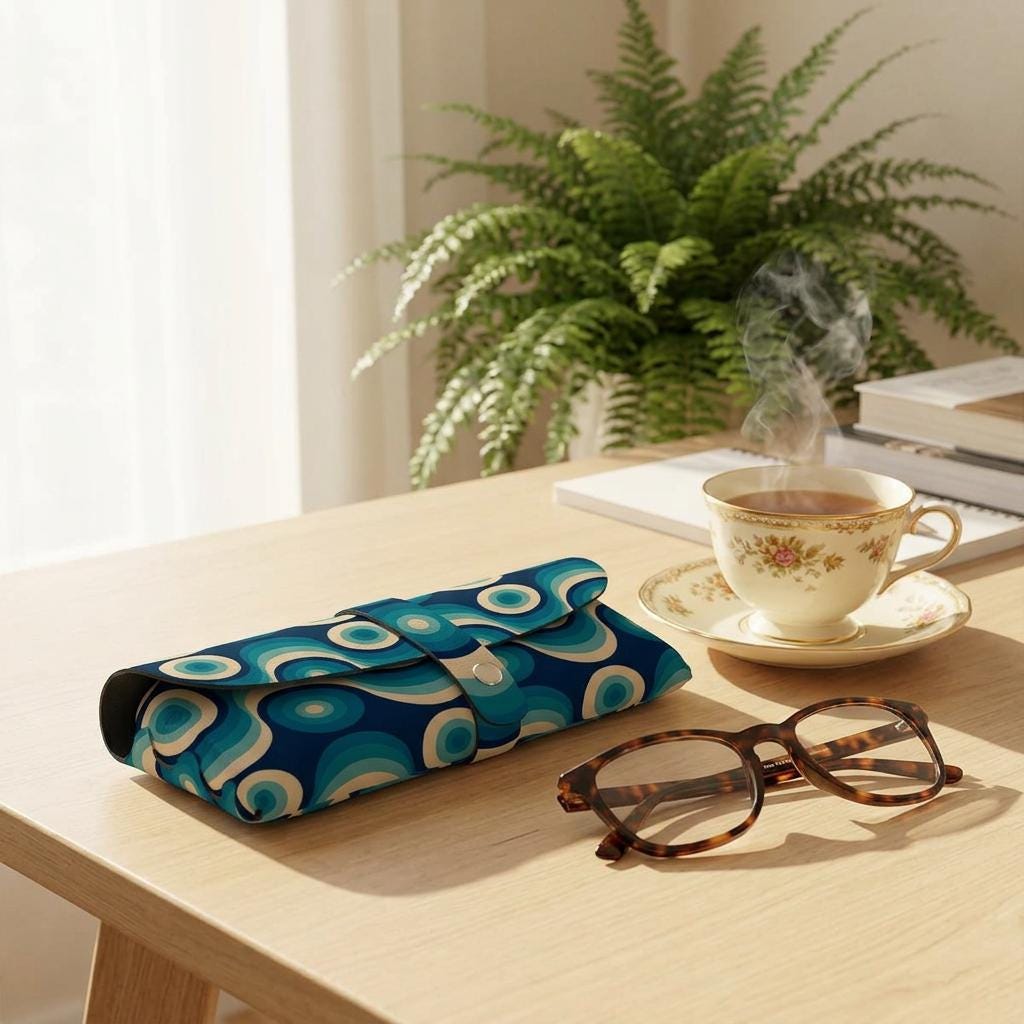 Retro 70s Eyeglass Soft Case – Faux Leather Sunglasses Holder Pouch