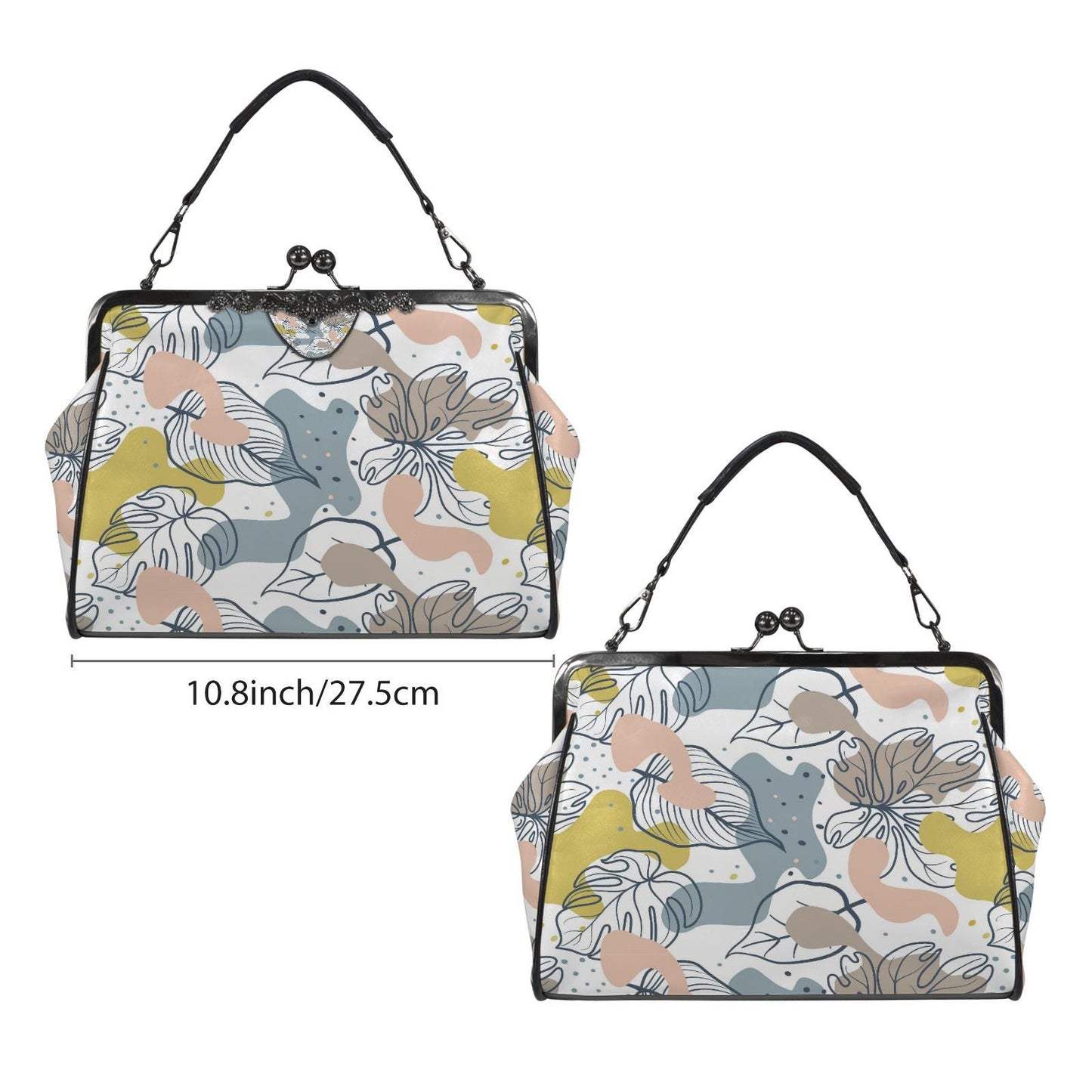 Retro 60s Floral Kisslock Crossbody Bag – Vintage Pastel Feminine Handbag