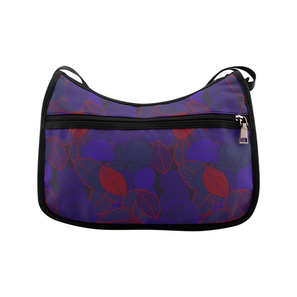 Blue Red Foliage Boho Shoulder Bag – Dark Academia Vegan Oxford Fabric Hobo Bag