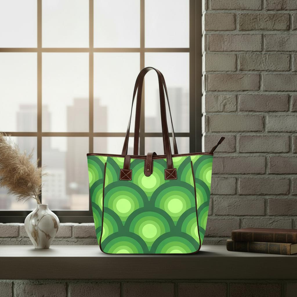 70s Retro Midcentury Style Handbag – Green Classic Large Tote Bag