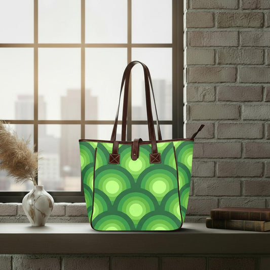 70s Retro Midcentury Style Handbag – Green Classic Large Tote Bag