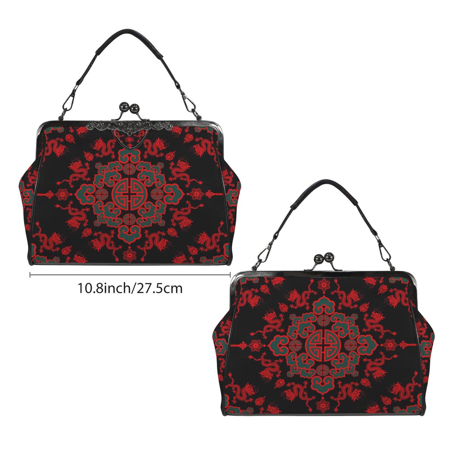 Black Red Gothic Style Kisslock Handbag –  Dark Academia Asia Crossbody Bag