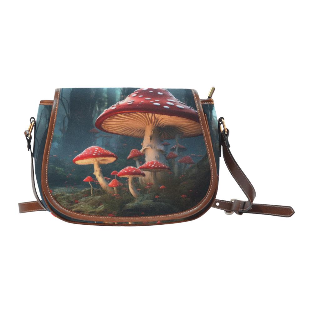 Mushroom Dark Academia Saddle Bag - Toadstool Forest Crossbody Handbag