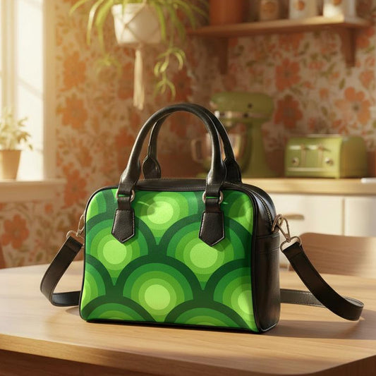 Retro 70s Peacock Eye Shoulder Handbag – Midcentury Modern Style