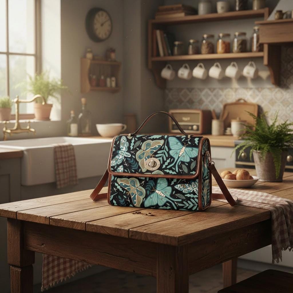 Dark Academia Moths Crossbody Bag – Gothic Vintage Butterflies