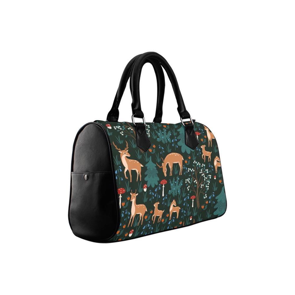 Bambi Fawn Forest Print Barrel Handbag – Wood Lover's Everyday Purse
