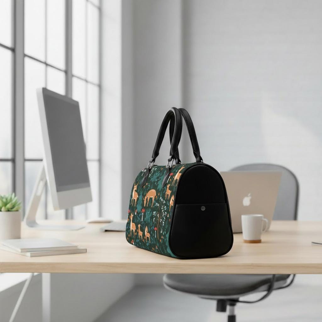 Bambi Fawn Forest Print Barrel Handbag – Wood Lover's Everyday Purse