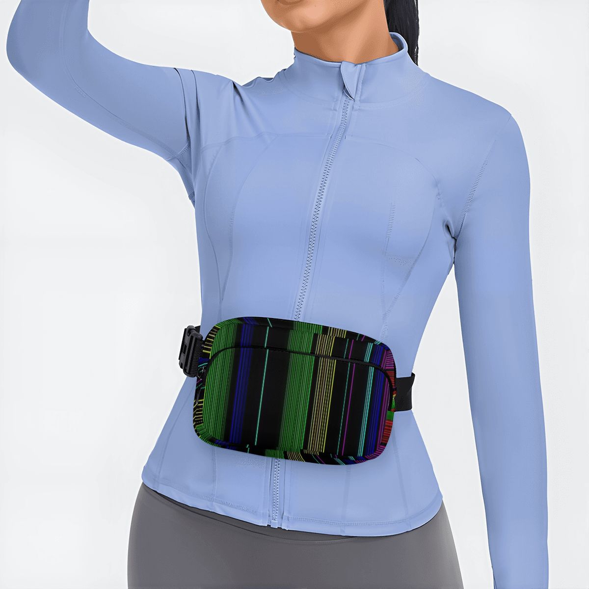 Retro 80s Striped Pattern Fanny Pack – Hands-Free Belt Bag