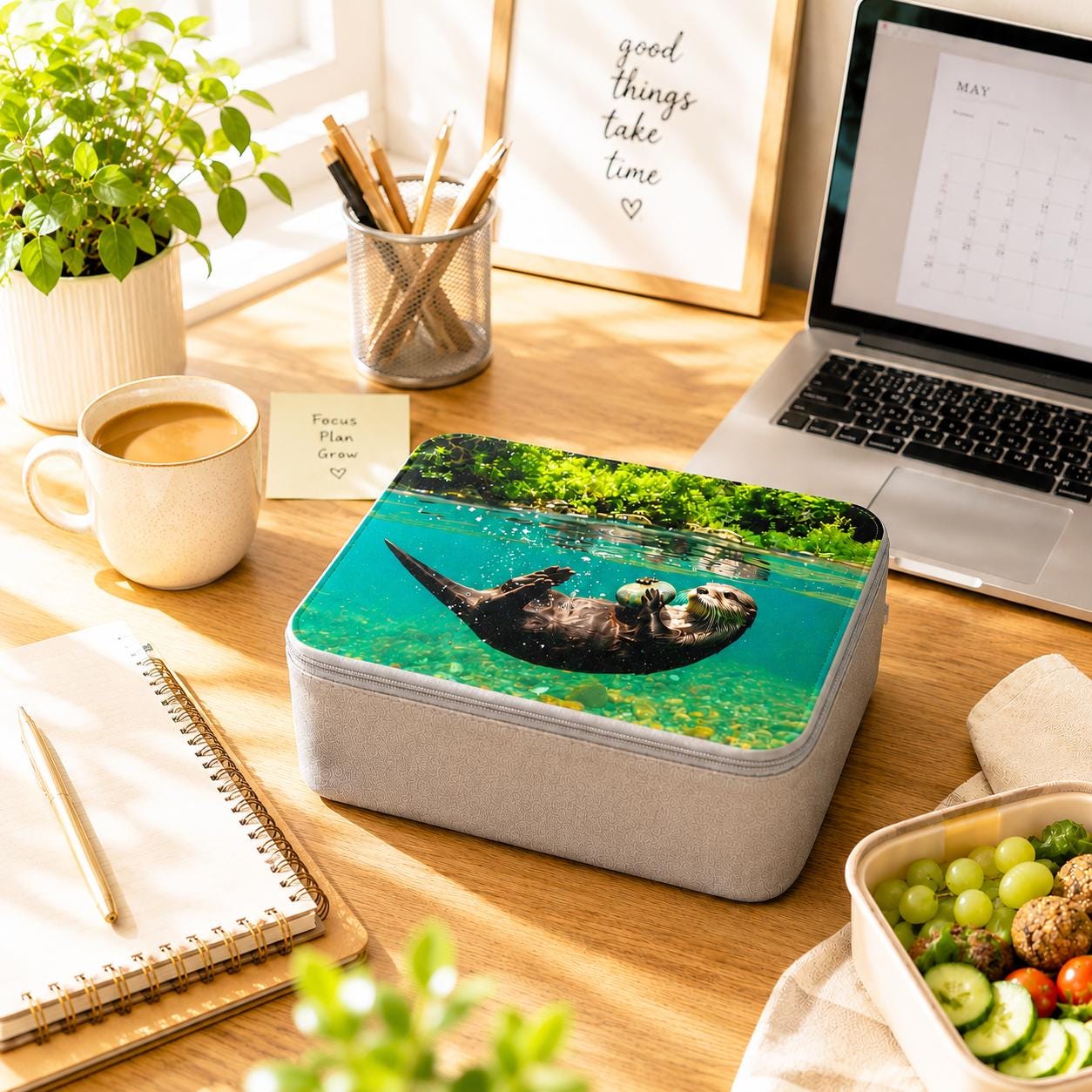 Reusable River Otter Bento Box – Eco Food Container, School Work Lunch Box